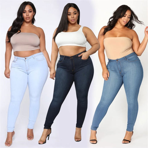 Plus size high waist skinny denim jeans Women Pants - armazonee Store